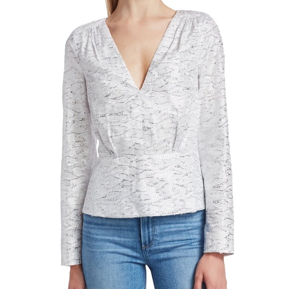 Ramy Brook Rainn​ Jacquard Top in Silver